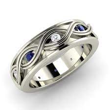0 3ct Blue Sapphire Si Diamond Sterling Silver Infinity Mens Wedding Band Ring Rings Joyas Joyeria Gemas