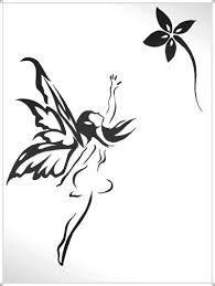 Fairy Tattoo Black And White Add The Word Love In Script To The Outstretched Hand No Flower Fairy Tattoo Designs Fairy Tattoo Tattoo Stencils
