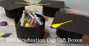 Steps for a diy card box: Diy Graduation Cap Gift Boxes The Quiet Grove