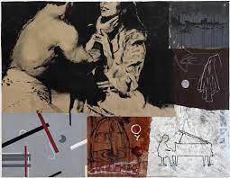 Polyvinyl acetate, pigments, acrylic, acrylic gesso, ink, graphite and silkscreen print on unprimed cotton canvas. Morreu Juliao Sarmento Pai De Toda A Arte Contemporanea Portuguesa Recente Observador