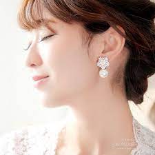 キュービックジルコニア ウェディングピアス スノーフラワー stella bridal オシャレ花嫁さま御用達ウェディングアクセサリーショップ ステラブライダル アクセサリー ウェディングジュエリー ピアス