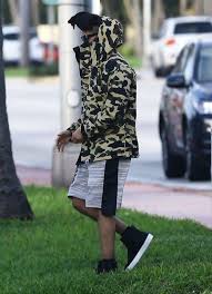 the weekend on vacation in miami bape jacket bape celebrity style
