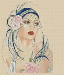 Free counted cross stitch patterns are easy to save and print out for use in creating lovely home decorations and gifts. 72 Cross Stitch Art Deco Ladies Ideas Art Deco Lady Cross Stitch Art Cross Stitch
