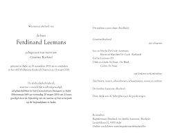 Haar reclameslogan lenen bij mevrouw leemans is lenen bij een vriendin groeide in tientallen jaren uit tot een begrip in antwerpen en ver daarbuiten. Overlijdensberichten Begrafenissen Bruyland