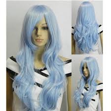 Amazon Com Agptek 33 Inch Heat Resistant Curly Wavy Long Cosplay Halloween Wigs For Women Light Blue Beauty
