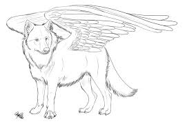Winged Wolf Free Lineart Wolf Sketch Horse Coloring Pages Wolf Artwork