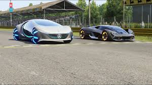 Mercedes Benz Vision Avtr Vs Lamborghini Terzo Millennio At Monza Full C Mercedes Benz Amazing Cars Racing Simulator