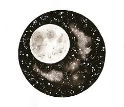 Black And White Galaxy Art Moon Original Watercolor Painting Illustration Space Art Stars Galaxy Black And White Lunar Wall Decor Galaxy Painting Space Art Painting Illustration