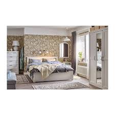 Songesand Bed Frame With 4 Storage Boxes White Lonset Queen Ikea Bed Frame White Bedroom Furniture Small Room Bedroom