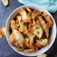 Oil Free Air Fryer Garlic Parmesan Chips Healthy And Vegan Air Fryer Chips Air Fryer Recipes Recipes