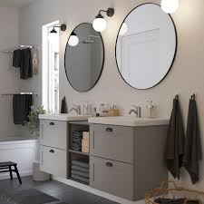 Enhet Tvallen Kylpyhuoneen Kalusteet 15 Kpl Harmaa Runko Antrasiitti Lillsvan Hana Ikea Black Bathroom Mirrors Round Mirror Bathroom Ikea Vanity