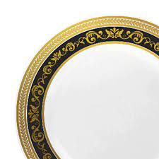 (you save $2.51 ) sku: Royal 10 25 White With Black And Gold Rim Disposable Plastic Dinner Plates Posh Party Supplies