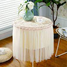 4 out of 5 stars. European Style Tablecloth Fabric Round Table Cloth Cushion Household Small Round Tablecloth Lace Bedside Table Cover Simple Modern Tablecloth