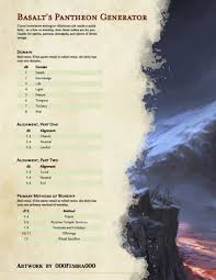 Basalt S Pantheon Generator D D Dungeons And Dragons Dungeons And Dragons Homebrew Dnd Stories