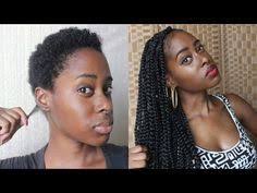 Jumbo Box Braids On Short Hair Rubberband Method With Triangle Parting Youtube Short Box Braids Hairstyles Braids For Short Hair Short Box Braids