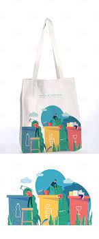 垃圾分类分层插画帆布袋 reusable tote bags reusable tote tote bag
