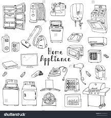 Hand Drawn Doodle Home Appliance Vector Illustration Cartoon Icons Set Various Household Equipment And Facilities Maj Doodles How To Draw Hands Doodle Drawings
