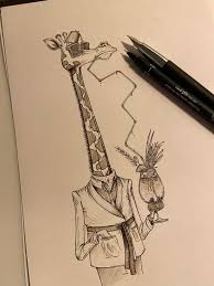 1193 x 1677 · jpeg. Drawing Of A Giraffe With A Cocktail And A Suitable Straw Why Not 9gag