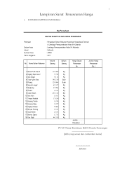 Surat ini bisa dibuat atas inisiatif perusahaan, atau sebagai balasan atau surat permintaan penawaran yang dibuat oleh calon pembeli. Lampiran Surat Penawaran Harga