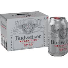 Budweiser Select 55 Light Beer 30 Pack Beer 12 Fl Oz Cans 2 4 Abv Walmart Com Walmart Com