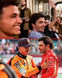 Carlos Sainz celebrates with Land Norris in Mexico