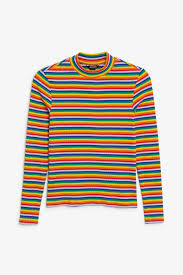Black And White Striped Long Sleeve Turtleneck Long Sleeved Low Turtleneck Top Black Magic Tops Monki Black Stripes Tops Rainbow Striped Top Chucky Striped Shirt
