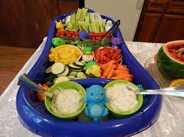 Easy To Make Baby Shower Veggie Tray Baby Bath Tub And Munchkins Bath Toys From Target Veggie Tray Animal Baby Shower Games Creative Baby Shower