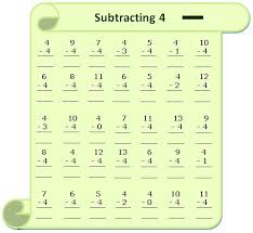 Worksheet On Subtracting 4 Questions Based On Subtraction Subtraction Table Subtraction Math Worksheets Worksheets