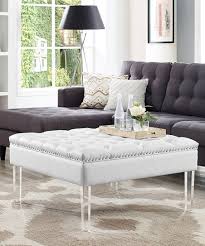 Modern ottomans and accent stools. Inspired Home Cream White Filomena Acrylic Leg Ottoman Coffee Table Best Price And Reviews Zulily