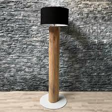 Designer Stehlampe Standlampe Massiv Holzstamm Baumstamm Teak Holz