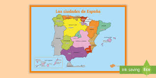 Descubre una gran variedad de mapas de españa para saber su ubicación y con qué países limita. Poster Din A2 Las Ciudades Principales De Espana