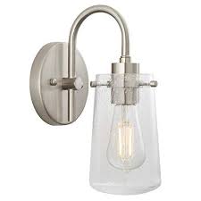 Avezzana Hallway Wall Sconce Brushed Nickel Bathroom Vanity Light With Led Bulb Ll Wl661 1bn Linea Di Liara In 2020 Brushed Nickel Bathroom Sconces Wall Sconces