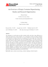 Tracking and many more features! Pdf An Overview Of Empty Container Repositioning Studies And Research Opportunities