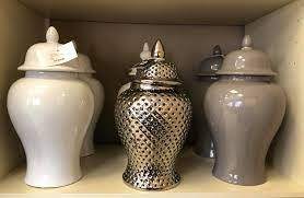 Korange white ginger jars for home decor ginger jar carved lattice decorative temple jar ceramic gold. Gloss White Ginger Jar No5a Interiors
