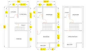 Autocad drawing of a 1 bhk house in plot size 15'x30'. 15x30 Feet Small House Design Small Space House Complete Details Desimesikho