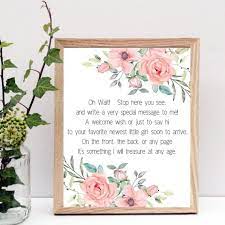 Floral Baby Shower Guest Sign Wait Stop Here You See Baby Etsy Baby Shower Guest Book Alternative Baby Shower Guest Baby Shower Book