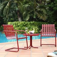 Crosley Gracie 3 Piece Metal Outdoor Conversation Seating Set 2 Chairs And Side Table In Coral In 2020 Outdoor Seating Set Outdoor Furniture Sets Outdoor Bistro Set