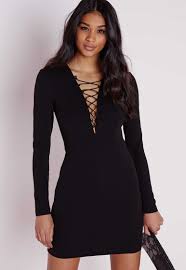 Crepe Lace Up Front Mini Dress Black Dresses Mini Dresses Missguided Hirkalar
