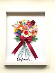 Bouquet Of Flowers For Mom Birthday Quilling Unique 3d Framed Bouquet Spring Flowers For Mom S Birthday Valentines Gift Bridle Shower Anniversary Wedding Thank You Graduation In 2020 Flowers For Mom Frame Crafts