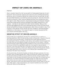 Pdf Negative Effects Of Zoos On Animals