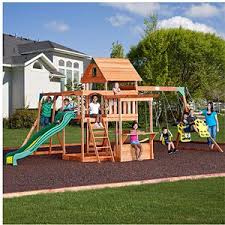 Backyard Discovery Monticello Cedar Swing Set Walmart Com Playset Outdoor Swing Set Wooden Swing Set