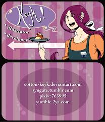 The text for the contact details almost blends in the background, but is still readable. Business Cards For Artist Alley Use By Cotton Keyk On Deviantart