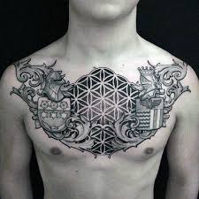 Family Crest Flower Of Life Male Chest Tattoo Flower Of Life Tattoo Chest Tattoo Men Tattoos For Guys