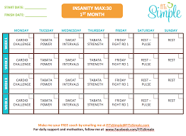Insanity Max 30 Workout Calendar Free Download Workout