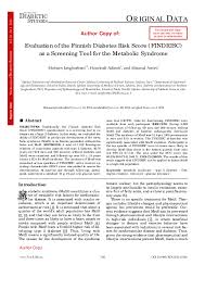 Pdf Evaluation Of The Finnish Diabetes Risk Score Findrisc As A Screening Tool For The Metabolic Syndrome Mohsen Janghorbani And Masoud Amini Academia Edu