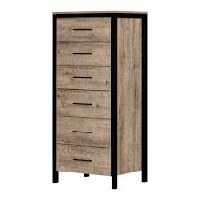 Finished in durable deep black laminate. Munich 6 Drawer Chest Weathered Oak Matte Black South Shore Target