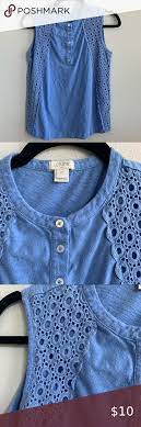 J Crew Cornflower Blue Lace Sleeveless Top Lace Sleeveless Top Embroidered Lace Top Blue Lace