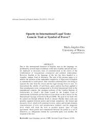 PDF) Opacity in International Legal Texts: Generic Trait or Symbol of Power?