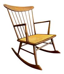 Mid Century Danish Style Vintage Rocking Chair W Caned Seat On Chairish Com Rocking Chair Modern Rocking Chair Mid Century Modern Rocking Chair
