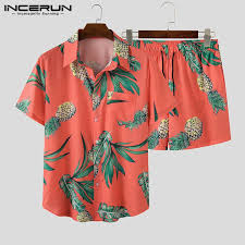 Check spelling or type a new query. Incerun Summer Sets Men Casual Beach Wear Men 2 Piece Set Prined Shirt Shorts Summer Clothes Men Shorts Set Buy At A Low Prices On Joom E Commerce Platform